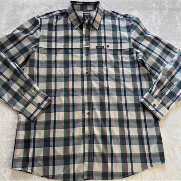 Wrangler Regular Fit Men’s Button Down Plaid Shirt Size Large - Picture 1 of 8